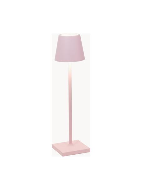 Lampada da tavolo portatile a LED con luce regolabile Poldina, Lampada: alluminio rivestito, Rosa chiaro opaco, Ø 7 x Alt. 27 cm