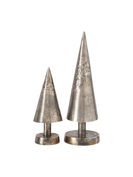 Decoratieve boompjesset Toffan, 2-delig, Gecoat aluminium, Zilverkleurig, Set met verschillende formaten