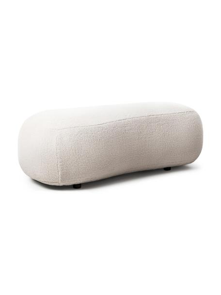 Pouf canapé haricot tissu peluche Alba, Peluche blanc crème, larg. 130 x prof. 62 cm