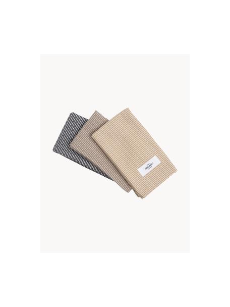 Paños de cocina de algodón ecológico Joseph, 3 uds., 100% algodón ecológico con certificado GOTS, Beige, gris pardo, gris antracita, An 30 x L 35 cm