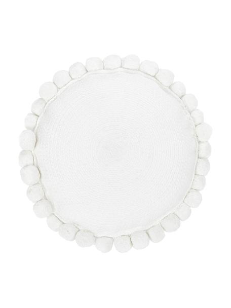 Cuscino arredo imbottito bianco con pompon Deva, Bianco, Ø 40 cm