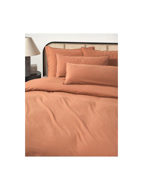 Housse de couette en coton délavé Darlyn, Terracotta, larg. 240 x long. 220 cm