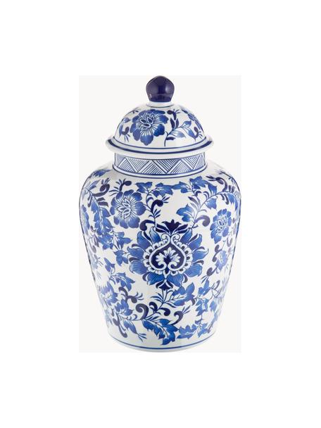 Vaso in porcellana con coperchio Annabelle, alt. 35 cm, Porcellana, Blu, bianco, Ø 20 x Alt. 35 cm