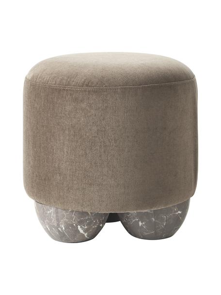 Čalouněný taburet Lino, Taupe, Ø 46 cm, V 45 cm