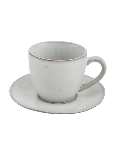 Ručne vyrobená šálka s podšálkou Nordic Sand, Kamenina, Sivá/béžová, Ø 8 x V 7 cm, 150 ml