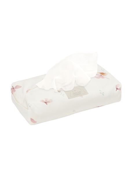 Estuche toallitas de algodón ecológico Wildflower, Funda: 100% algodón ecológico, Asa: 100% lino, Crema y rosa estampado, An 25 x Al 5 cm