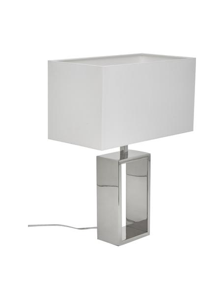 Tafellamp Shanghai in chroom, Lampvoet: edelstaal, hoogglans chro, Chroomkleurig, wit, B 35 x H 47 cm