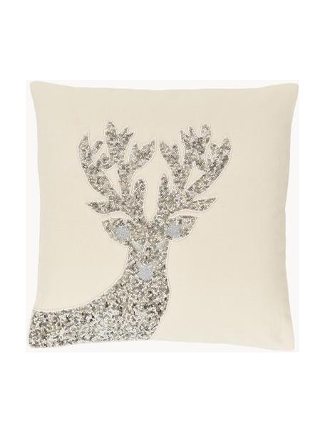 Vyšívaný poťah na vankúš Deer, 100 %  bavlna, Svetlobéžová, Š 45 x D 45 cm