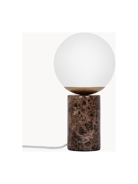 Kleine Tischlampe Lilly mit Marmorfuß, Lampenschirm: Glas Lampenfuß, Cremeweiß, Braun, marmoriert, Ø 15 x H 29 cm
