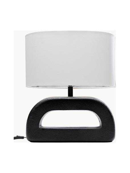 Grand lampe à poser artisanale Tube, Noir, blanc, argenté, larg. 46 x haut. 52 cm
