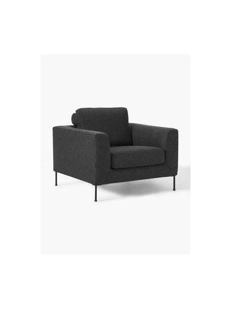 Sofa fauteuil Cucita, Bekleding: geweven stof (100% polyes, Frame: massief grenen, berkenmul, Poten: gelakt metaal Dit product, Geweven stof antraciet, B 98 x D 94 cm