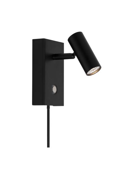 Applique piccola a LED dimmerabile con presa nera Omari, Paralume: metallo rivestito, Nero, Larg. 7 x Alt. 12 cm