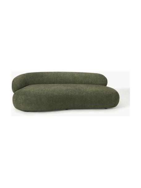 Sofá en tejido bouclé Alba (3 plazas), Tapizado: 100% poliéster Alta resis, Estructura: madera de abeto maciza, m, Patas: plástico Este producto es, Borreguillo bouclé verde oscuro, An 235 x F 114 cm, respaldo izquierdo