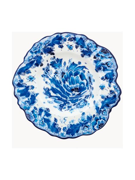 Assiette à dessert en porcelaine design Classic On Acid, Porcelaine, Blanc, tons bleus, larg. 96 x prof. 44 cm