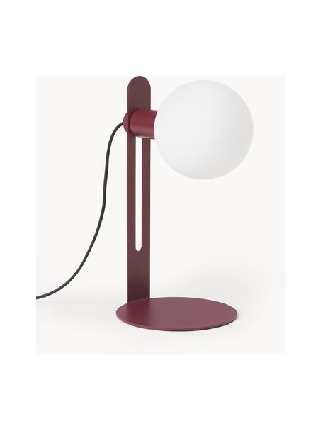 Lámpara de mesa pequeña Fely, Pantalla: vidrio, Estructura: metal recubierto, Cable: plástico, Rojo vino, Ø 14 x Al 35 cm