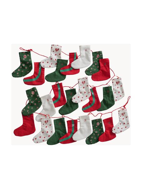 Calendario de Adviento Socky, 280 cm, Fieltro, Verde, rojo, blanco, L 280 cm