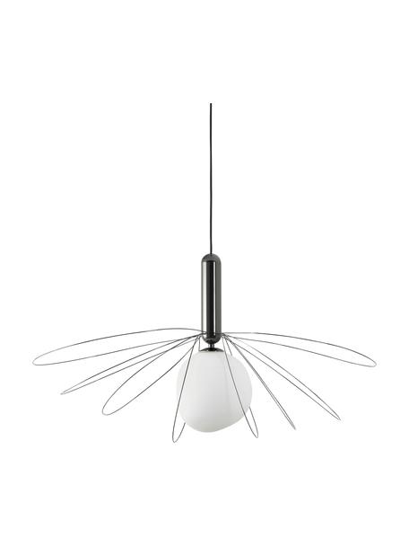 Lámpara de techo grande Dela, Pantalla: vidrio, Cable: plástico, Blanco, negro, Ø 21 x Al 150 cm