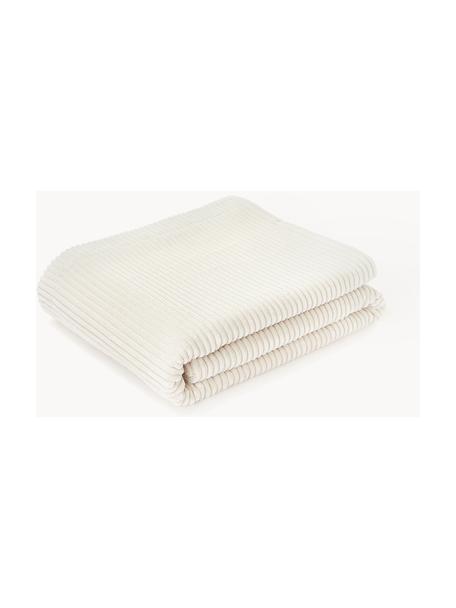 Decke Kylen aus Cord, Vorderseite: Cord (90 % Polyester, 10 , Rückseite: Teddy (100 % Polyester) D, Off White, Cremeweiss, B 140 x L 190 cm