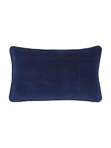 Federa arredo in velluto blu navy Dana, 100% velluto di cotone, Blu marino, Larg. 30 x Lung. 50 cm