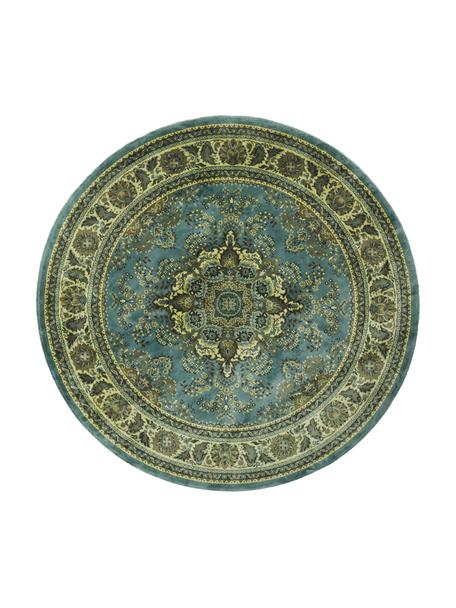 Tappeto rotondo con frange Bodega, Retro: lattice, Tonalità verdi, Ø 175 cm (taglia L)