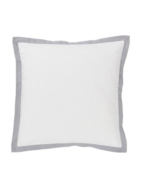Federa arredo in lino bianco con orlo rialzato Mira, 51% lino, 49% cotone, Bianco, Larg. 45 x Lung. 45 cm