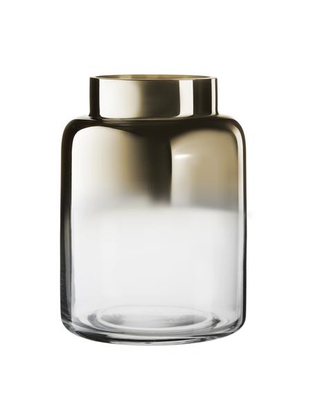Mondgeblazen glazen vaas Uma met goud-zilveren glans, Glas, Transparant, goudkleurig, Ø 15 x H 20 cm