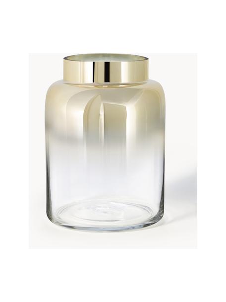 Mondgeblazen glazen vaas Uma, Gelakt glas, Transparant, goudkleurig, Ø 15 x H 20 cm