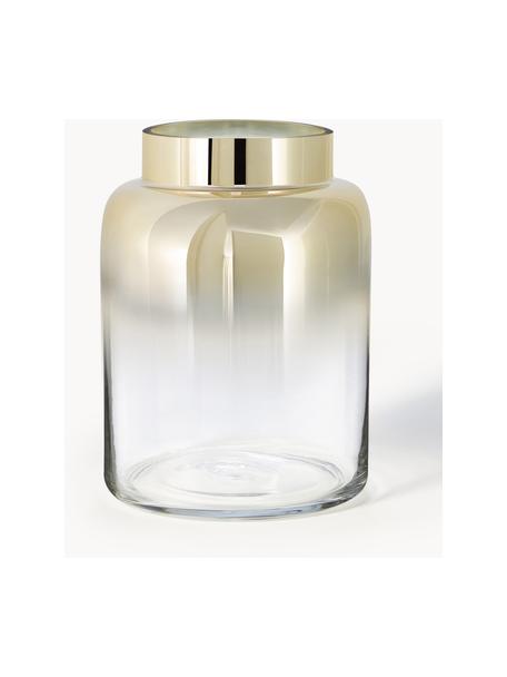 Mundgeblasene Glas-Vase Uma mit Gold-Schimmer, verschiedene Größen, Glas, lackiert, Transparent, Goldfarben, Ø 15 x H 20 cm