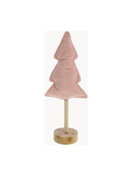 Pieza decorativa de terciopelo Mikka, Figura: terciopelo de poliéster, Rosa, madera clara, An 11 x Al 27 cm
