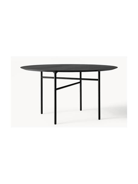 Mesa de comedor redonda Snaregade, Ø 138 cm, Tablero: fibras de densidad media , Estructura: metal con pintura en polv, Madera recubierta en gris antracita, negro, Ø 138 x Al 73 cm