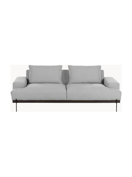 Bank Brooks (3-zits) met metalen poten, Bekleding: polyester De bekleding is, Frame: massief grenenhout, FSC-g, Lijst: gelakt grenenhout, FSC-ge, Poten: gepoedercoat metaal, Geweven stof grijs, B 230 x D 98 cm