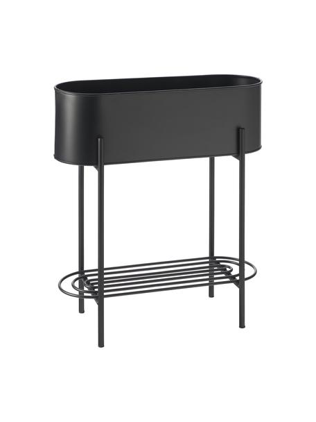 Portavaso grande con struttura e ripiano Azalea, Metallo rivestito, Nero, Larg. 60 x Alt. 68 cm