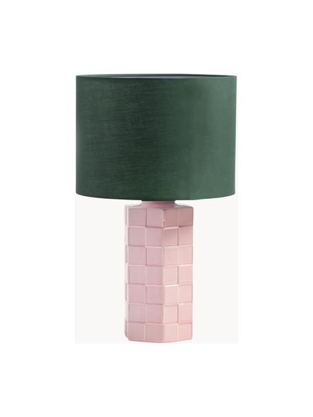 Lámpara de mesa Check, Pantalla: algodón, Cable: cubierto en tela, Verde, rosa pálido, Ø 25 x Al 42 cm
