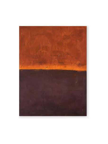 Handbeschilderde canvasdoek Edge Red, Aubergine, oranje, B 88 x H 118 cm