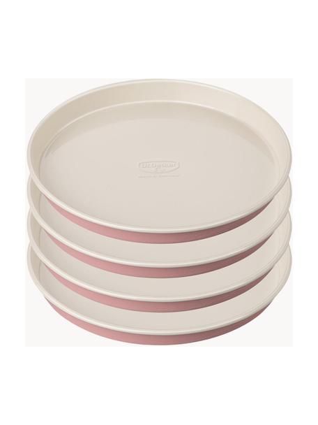 Laagjestaart bakvorm Rosalie met antiaanbaklaag, set van 4, Staal met keramisch versterkte antiaanbaklaag, Roze, crèmekleurig, Ø 17 x H 3 cm