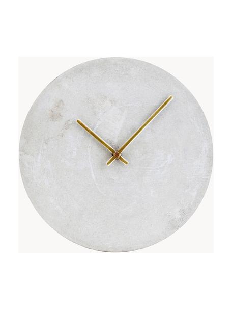 Horloge murale en béton Watch, Béton, Gris clair, doré, Ø 28 x haut. 4 cm