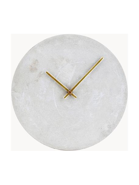 Reloj de pared Watch, Cemento, Gris claro, dorado, Ø 28 x Al 4 cm