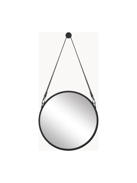 Kulaté nástěnné zrcadlo se závěsným popruhem Liz, Černá, Š 40 cm, V 80 cm