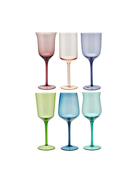 Mundgeblasene Weingläser Diseguale in unterschiedlichen Farben und Formen, 6 Stück, Glas, mundgeblasen, Mehrfarbig, Ø 7 x H 24 cm