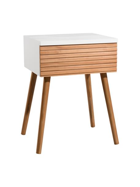 Noční stolek se zásuvkou Pedro, Bílá, borovicové dřevo, Š 40 cm, V 56 cm