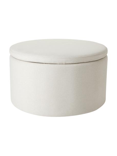 Grand tabouret rembourré avec rangement Alida, Tissu beige, Ø 70 x haut. 42 cm