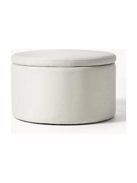 Grand pouf avec rangement Alida, Tissu blanc cassé, Ø 69 x haut. 42 cm