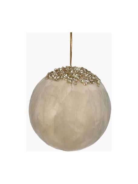 Ozdoba choinkowa Feather Ball, 2 szt., Pióra, Beżowy, odcienie złotego, Ø 8 cm