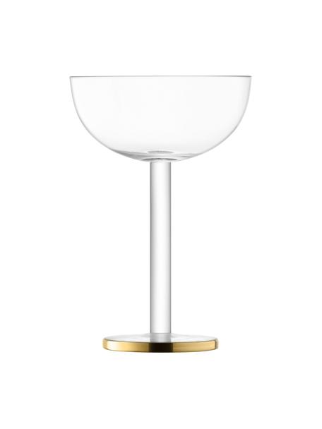 Copas pompadour de champán de vidrio soplado artesananalmente Luca, 2 uds., Vidrio, Transparente, dorado, Ø 11 x Al 15 cm, 200 ml