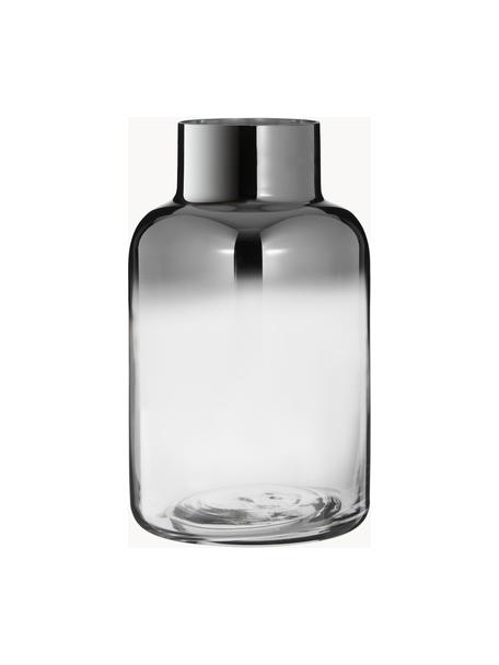 Mondgeblazen glazen vaas Uma met chromen glans, Gelakt glas, Transparant, chroomkleurig, Ø 16 x H 27 cm