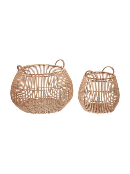 Opbergmandenset Daya van rotan, 2-delig, Rotan, Lichtbruin, Set met verschillende formaten