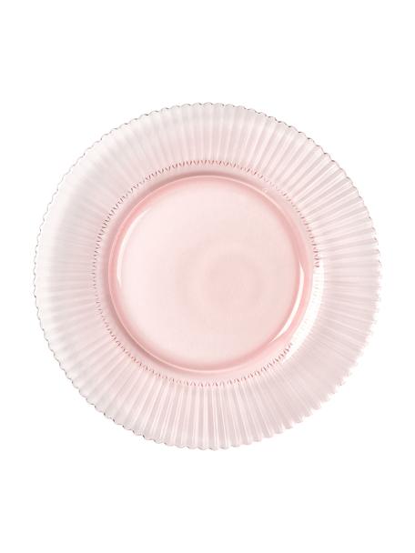 Assiettes à dessert avec relief rainuré Effie, 4 pièces, Verre, Blanc, Ø 21 cm
