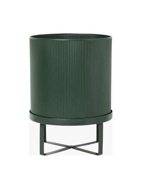 Cache-pot strié Bau, haut. 38 cm, Acier, revêtement par poudre, Vert foncé, Ø 28 x haut. 38 cm