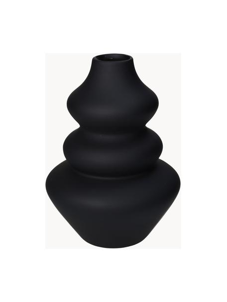 Design-Vase Thena in organischer Form, Steingut, Schwarz, Ø 15 x H 20 cm