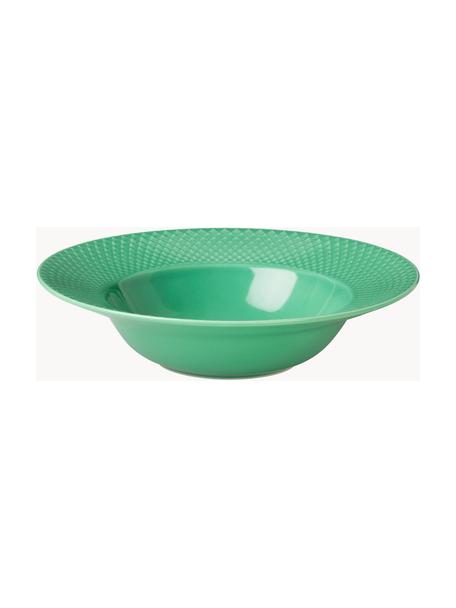Plato hondo de porcelana Rhombe, 4 uds., Porcelana, Verde, Ø 25 cm